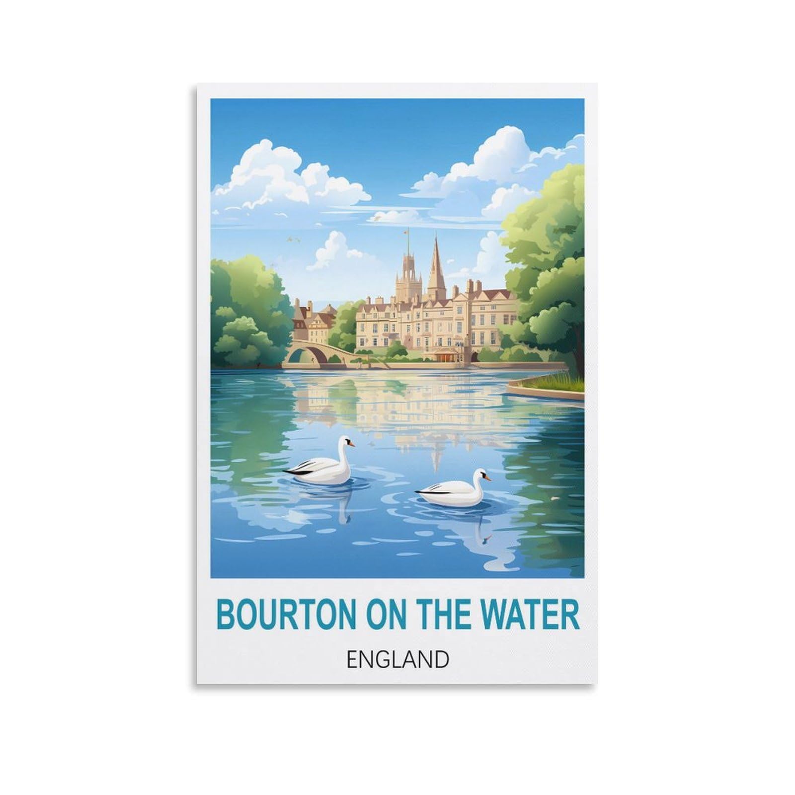 Metal Tin Sign Bourton on The Water England Wall Art Vintage Decor for Man Cave Garages Home Bedroom Retro Decor 30x30cm