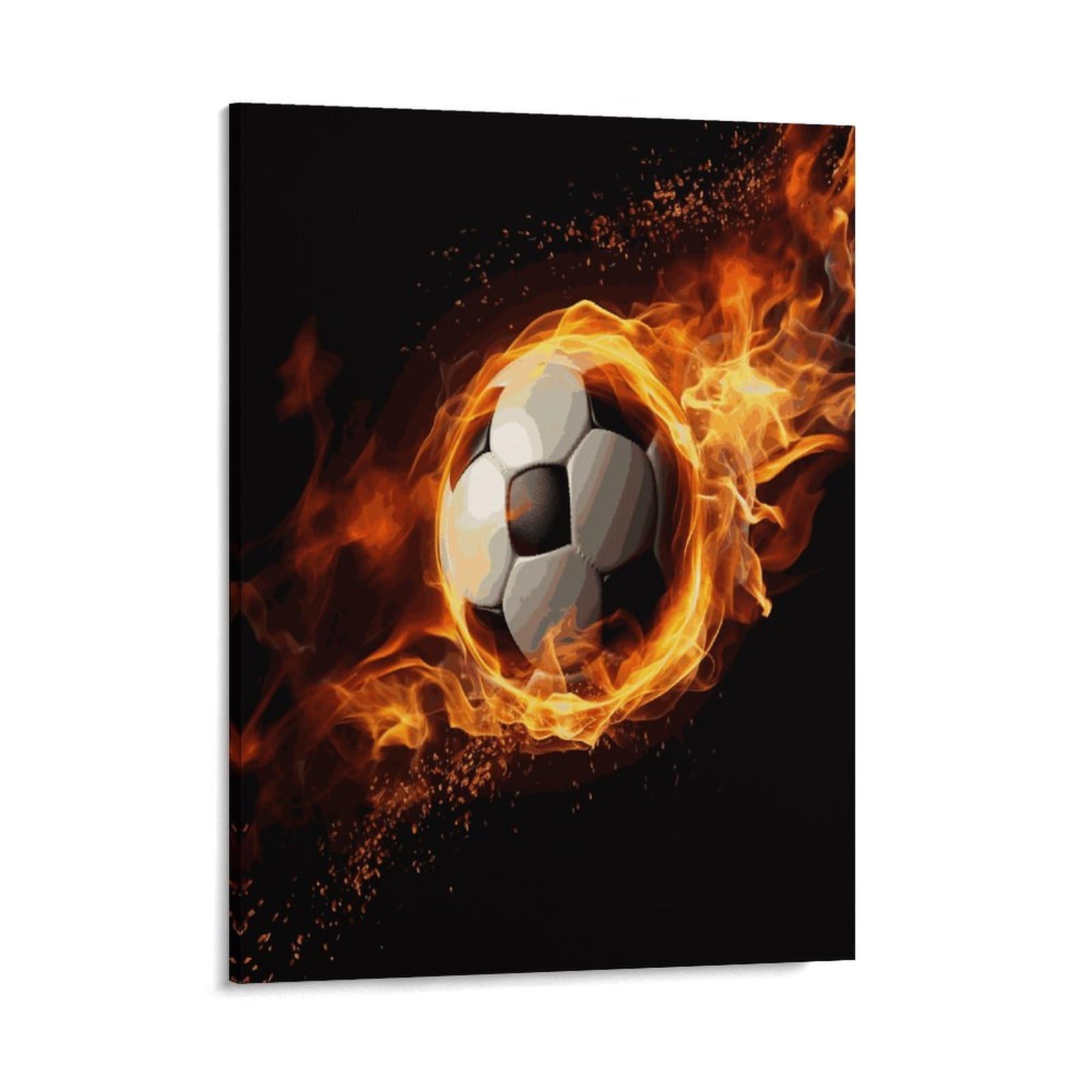 Adfgyerh Style Soccer Flame Wall Art Framed,Canvas Prints Ready To Hang Home Decor,Canvas Wall Art For Living Room Hallway Office Wall Decor 08X10inch(20X25cm)