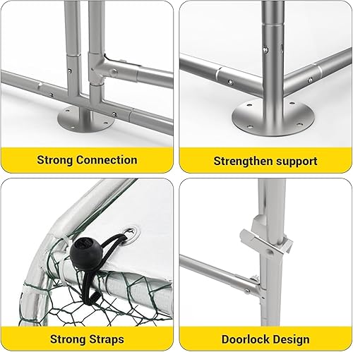 Miniatura 4 de Gallinero de metal grande, jaula para aves de corral, corrida de pollo con cubierta impermeable y anti-UV, con puertas con doble cerradura