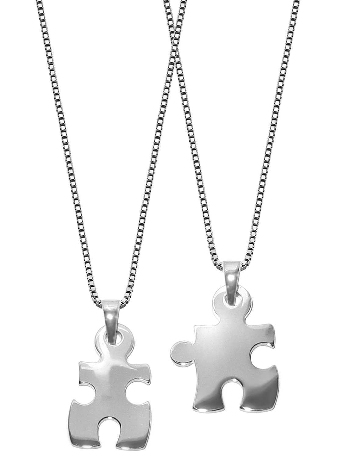 trendor Puzzle Partner-Anhänger mit 2 Halsketten Silber 925 63775