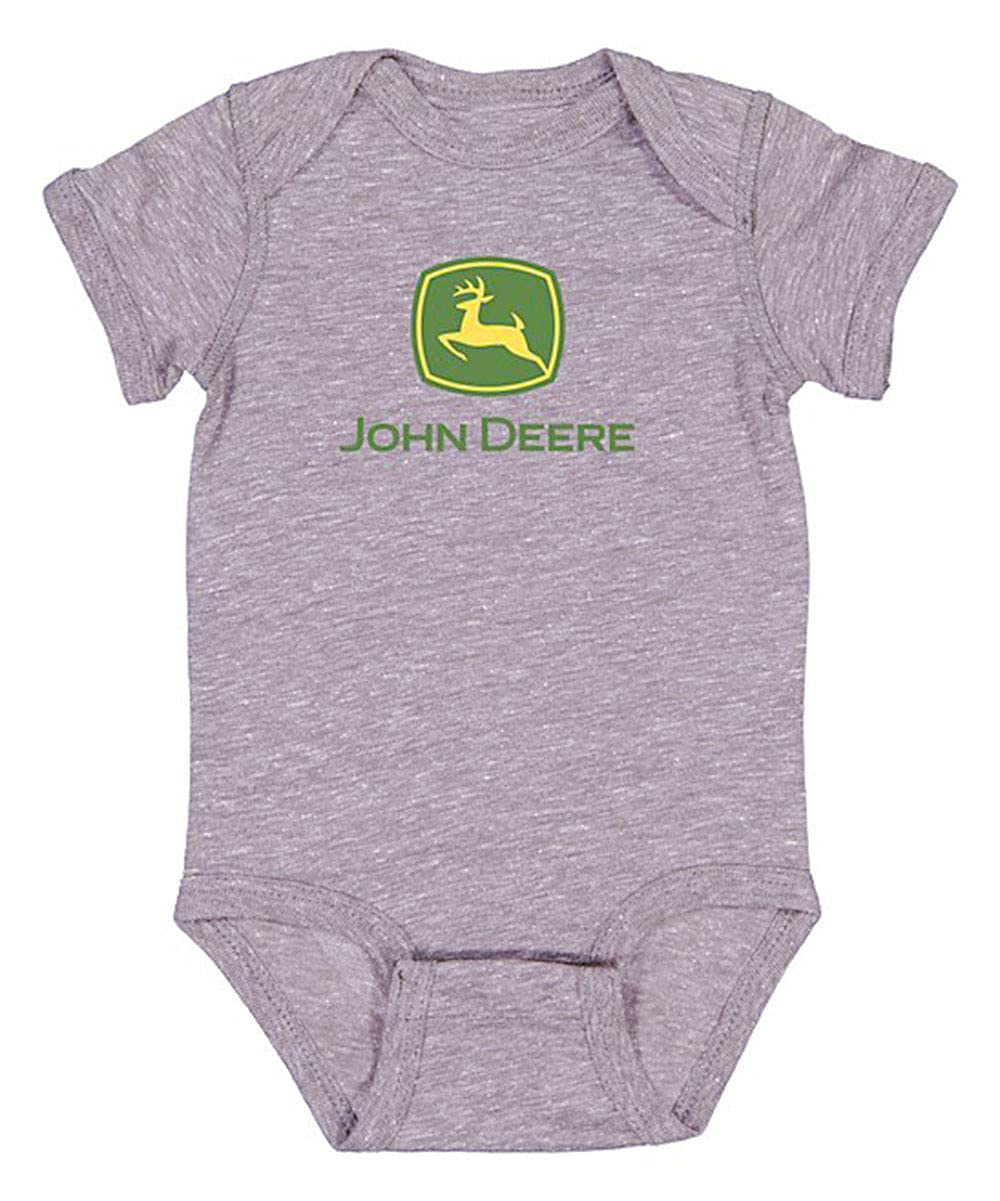JOHN DEERE INFANT Oxford grauer Einteiler aus Polyester/Baumwolle mit Logo, kurzärmelig