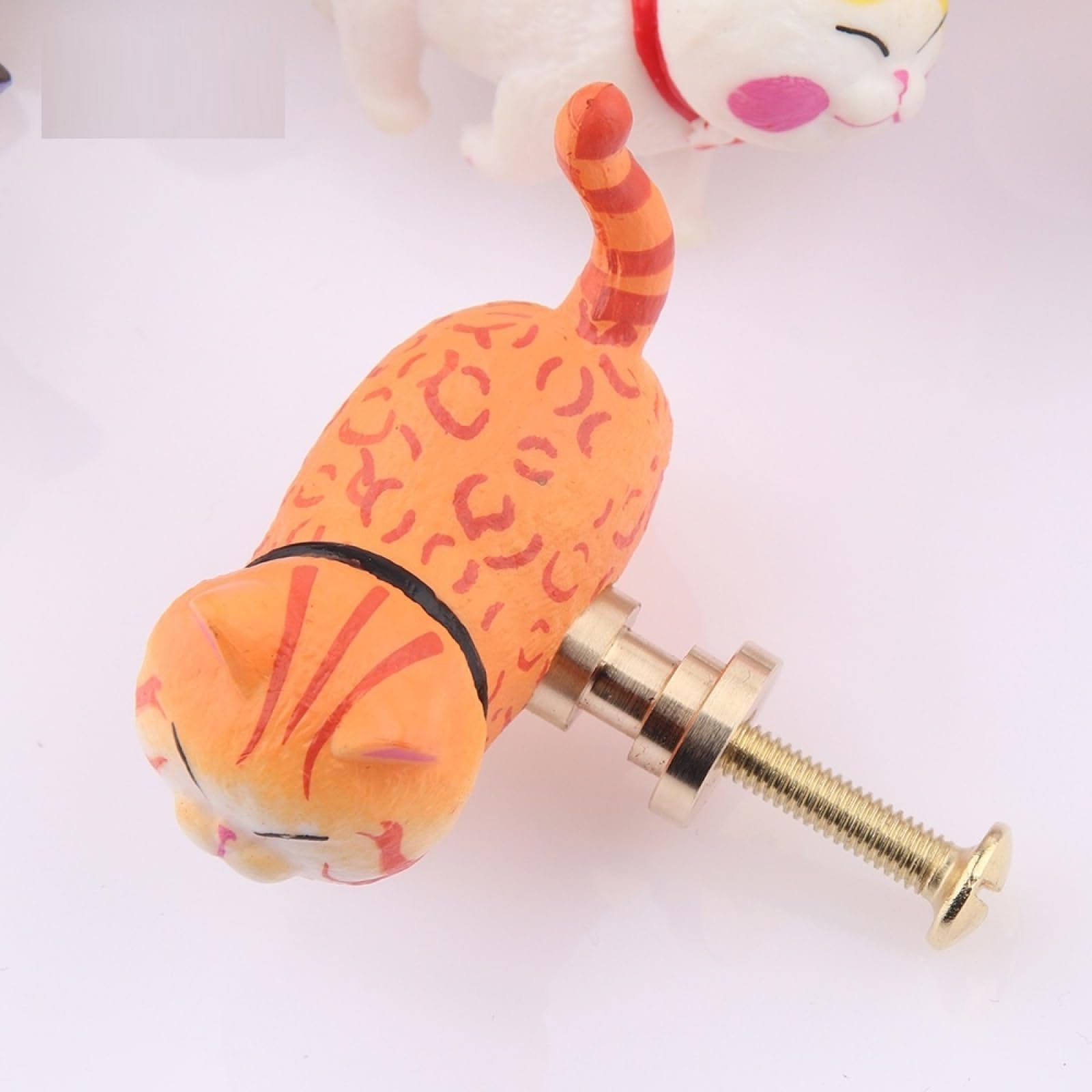 ZJkHAOJ Cabinet Handles 2 Pack Brass Rotatable Cat Handle Cartoon Wardrobe Door Knob Cute Drawer Knob Cow Cat (NO.6)(Bearded cat)