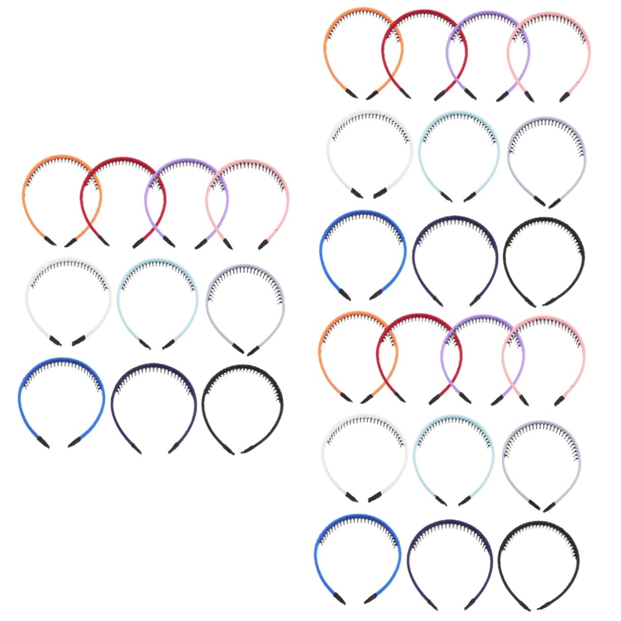 FRCOLOR 30pezzi Cerchietti Dentati Tessuto Per Accessori Antiscivolo Per Donne e Ragazze Eleganti e Comodi Per Ogni Occasione