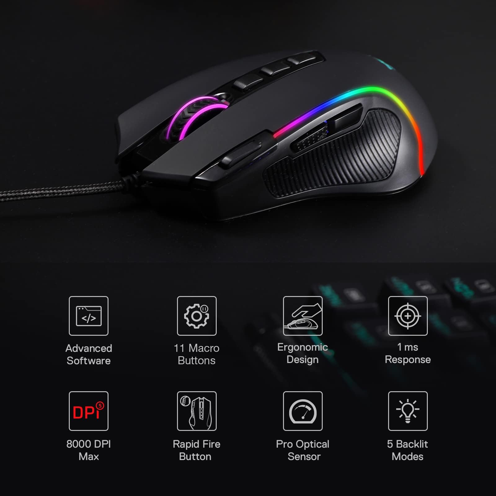 Redragon K617 Fizz 60% Wired RGB Tastiera Gaming & M612 Predator RGB Gaming Mouse bundle