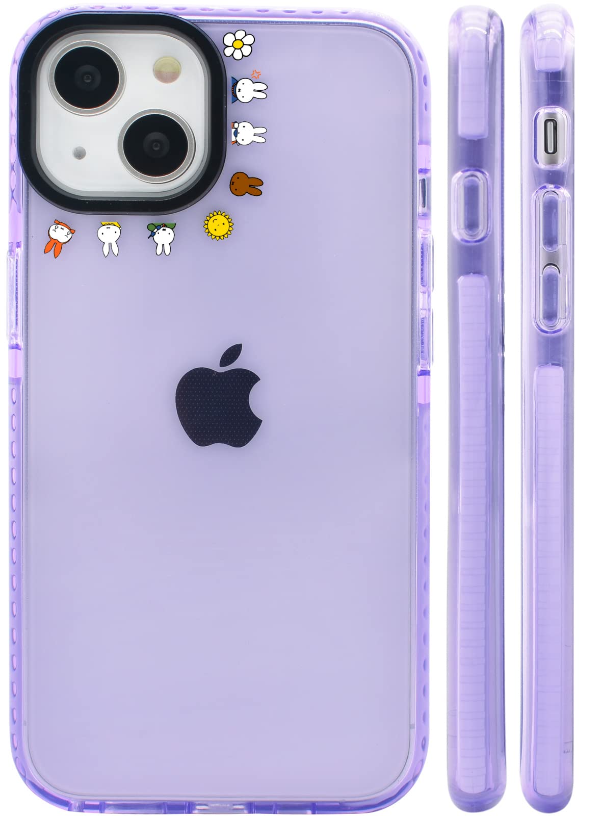 ミッフィー iPhone15 PLUS 用 ケース スマホケース アイフォン15 ミニ カバー かわいい 【全機種対応】 TPU レンズ保護 ワイヤレス充電対応 指紋防止 紫の透明ケース サイドデザイン 6.7インチ iPhone15 PLUS 用