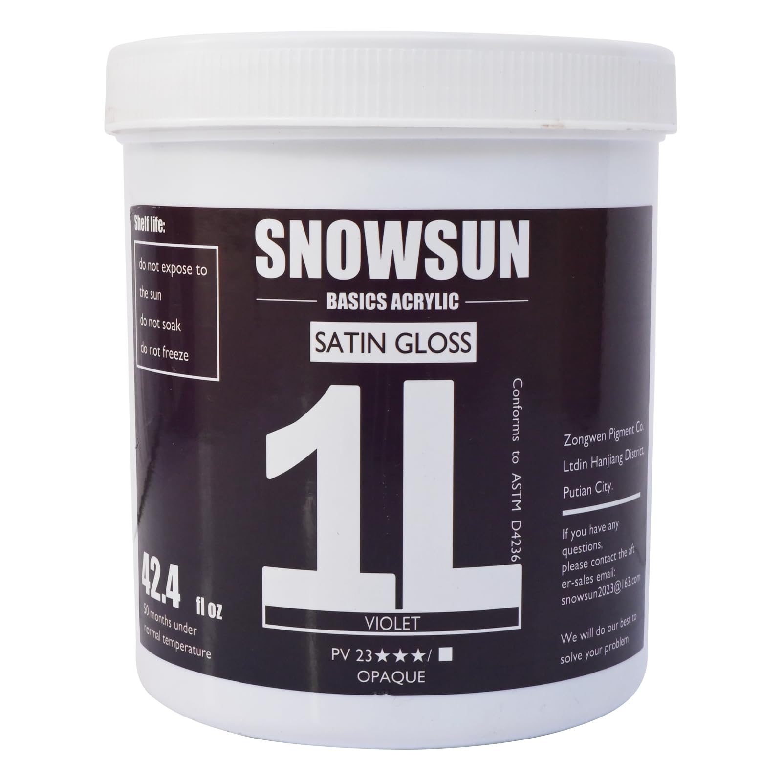 SNOWSUN Grande peinture acrylique en vrac (1 000 ml), peinture acrylique lourde brillante non toxique – Peinture artistique violette épaisse pour toile, bois, céramique, tissu et nail art, cuir