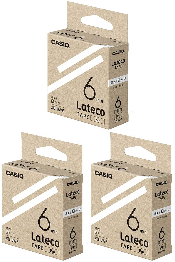 Amazon | カシオ ラテコ 詰め替え用テープ 6mm 黒文字/白テープ 3本