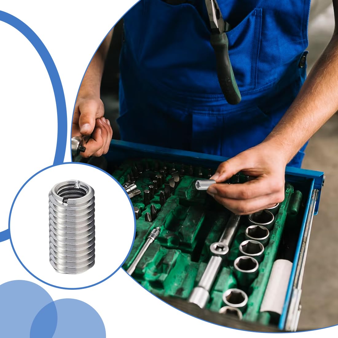 IKOPFLN 12 Pezzi Inserto Filettato, Interno M6 Esterno M8 Lungo 10mm Boccola Filettata, Inserti filettati, Boccole Filettate per Metallo per Automotive Turbina A Vapore Attrezzature Meccaniche