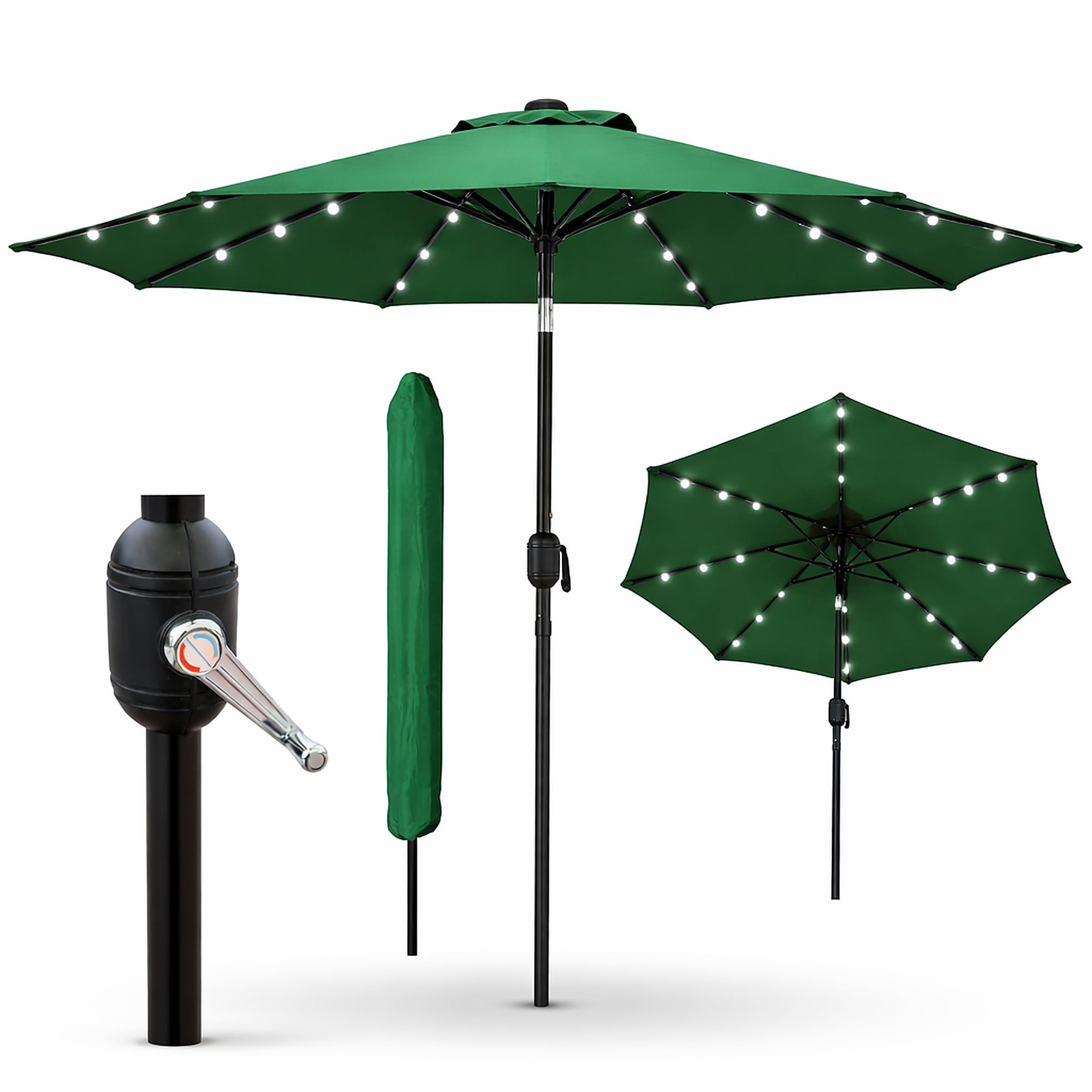 Glamhaus Green LED Tilting Garden Parasol 2.7m