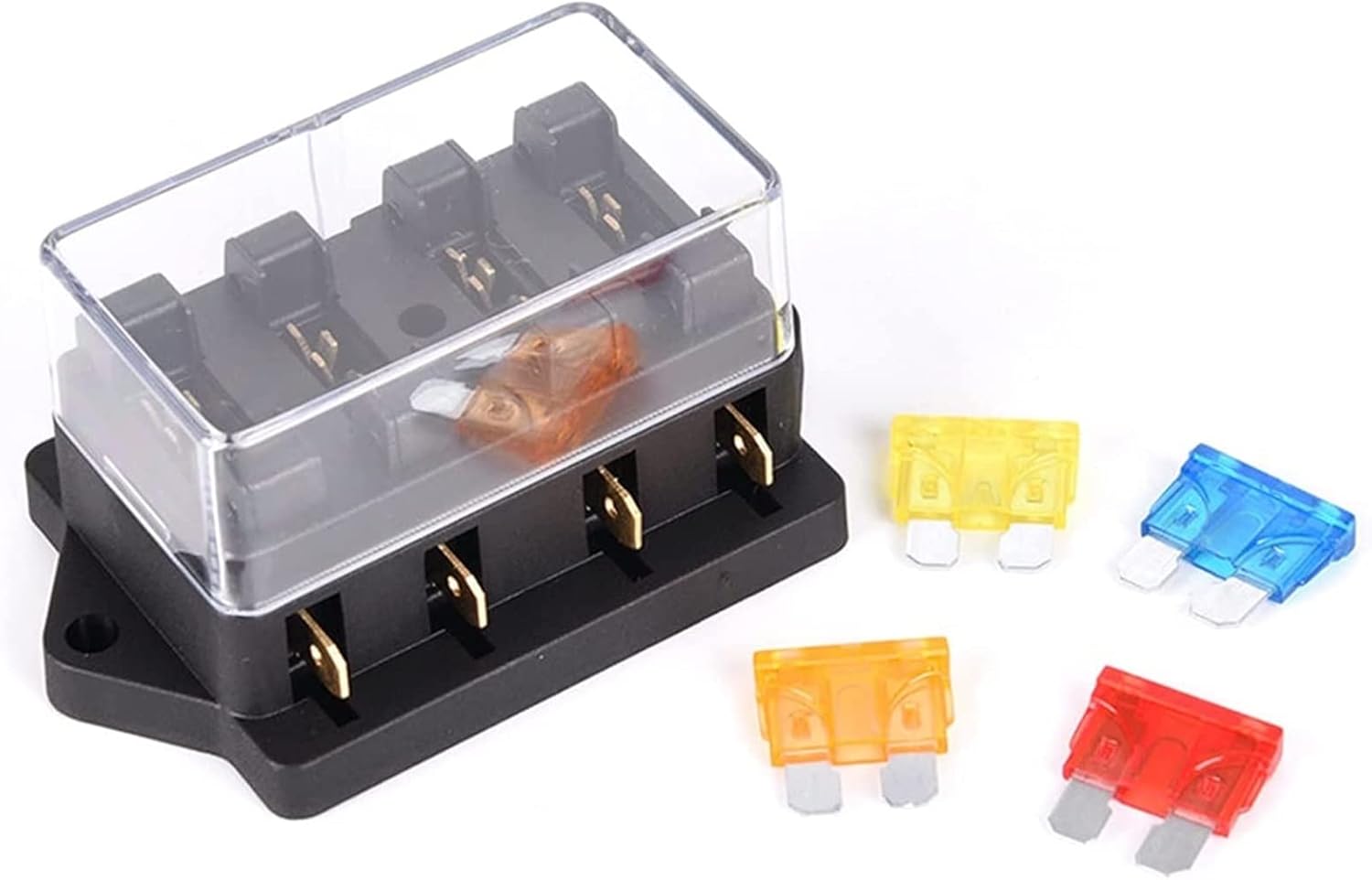 車 4 ウェイ回路標準 ATO ブレード ヒューズ ボックス ブロック ホルダー 12V/24V+4 ウェイ ヒューズ