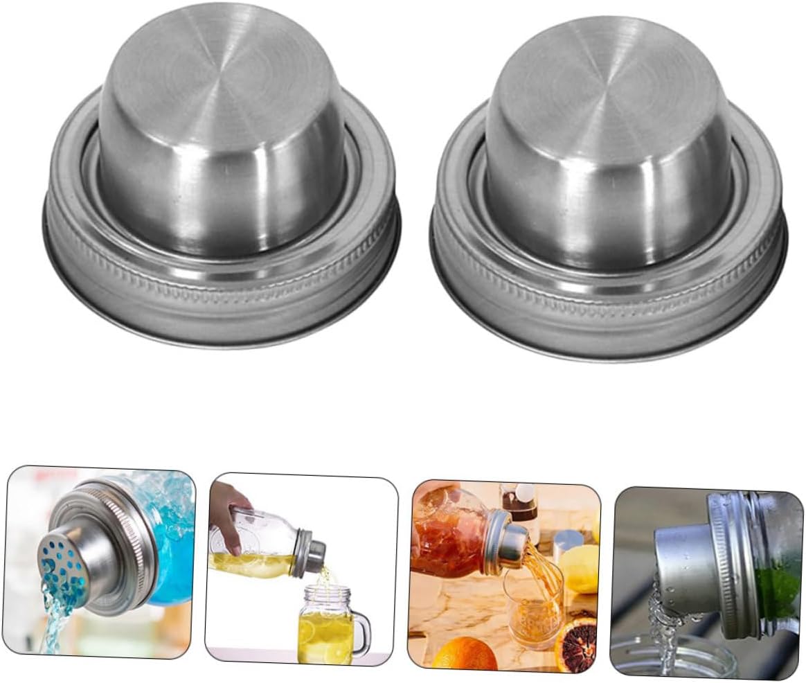 5sets Mason Jar Lids Stainless Steel Lid and Silicone Seal Wide Mouth Flour Sifter Spice Dispenser 2pcs*5