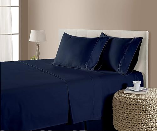 Miniatura 6 de MyGiza Sheets - Juego de sábanas de algodón Giza de primera calidad, tamaño split king, individual, matrimonial, king y queen, set de 4 unidades.