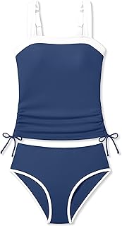 Teen Girls Tankini Swimsuit 2 Piece Color-Block