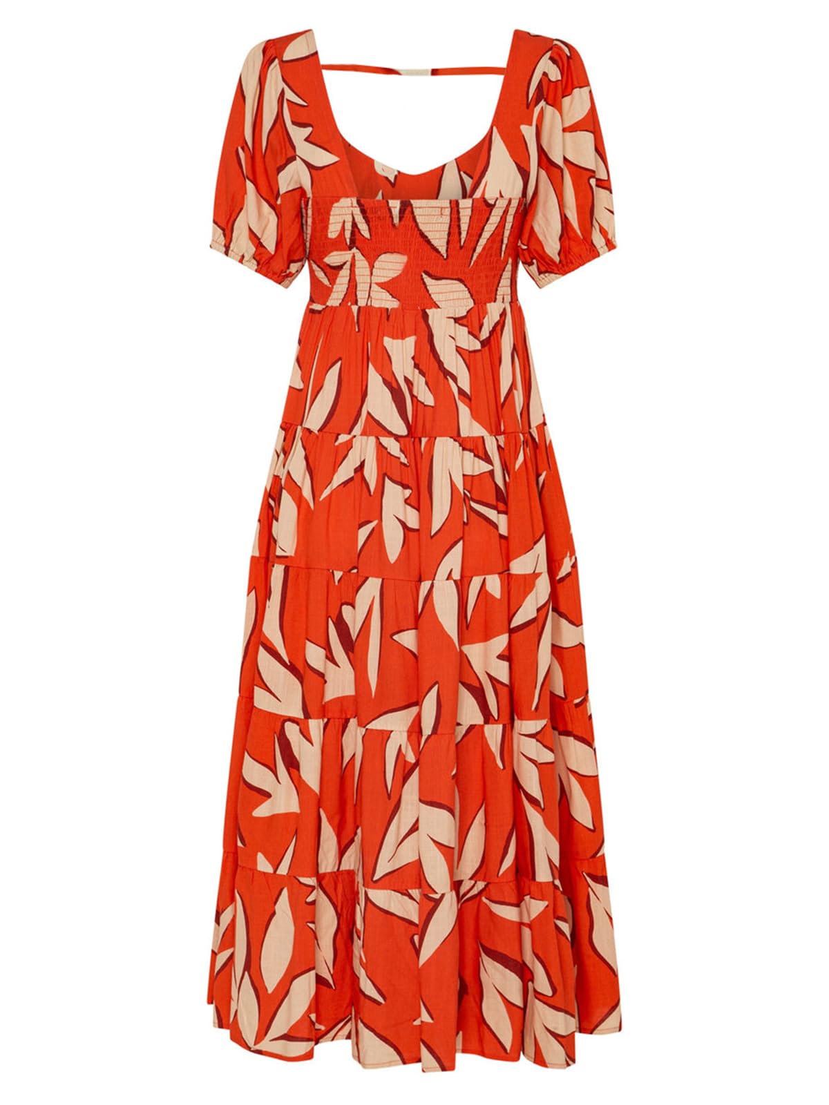PRETTYGARDEN Short Sleeve Floral Maxi Dresses for Women 2025 Wedding Guest Summer Dress Flowy Beach Vacation Outfits (Orange White Flower,Large)