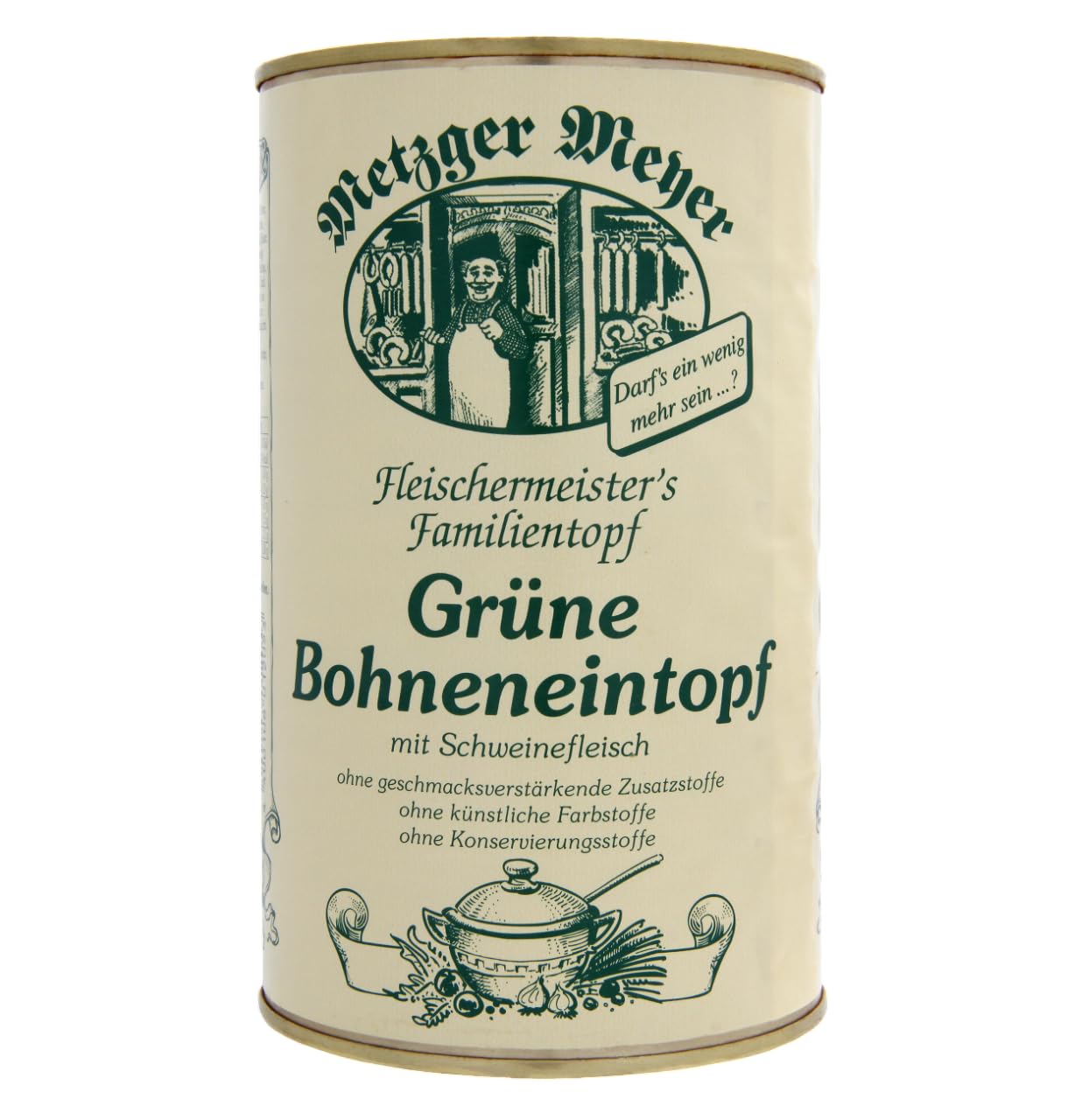 6x Grüne Bohnentopf 1,16kg mit Schweinefleisch - Ohne Geschmacksverstärker, ohne künstliche Farbstoffe und ohne Konservierungsstoffe