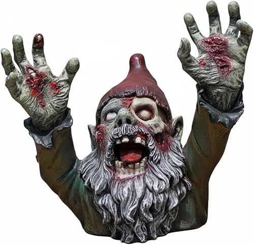 ZWFDC - Gnomos de resina, gnomos para decoración de jardín, gnomo aterrador para decoración de Halloween, esculturas de jardín, estatuas para
