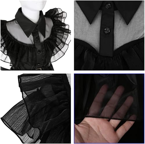 Miniatura 3 de Vestido de baile negro para niños con cinturón para niñas, escuela, Halloween, cosplay, fiesta