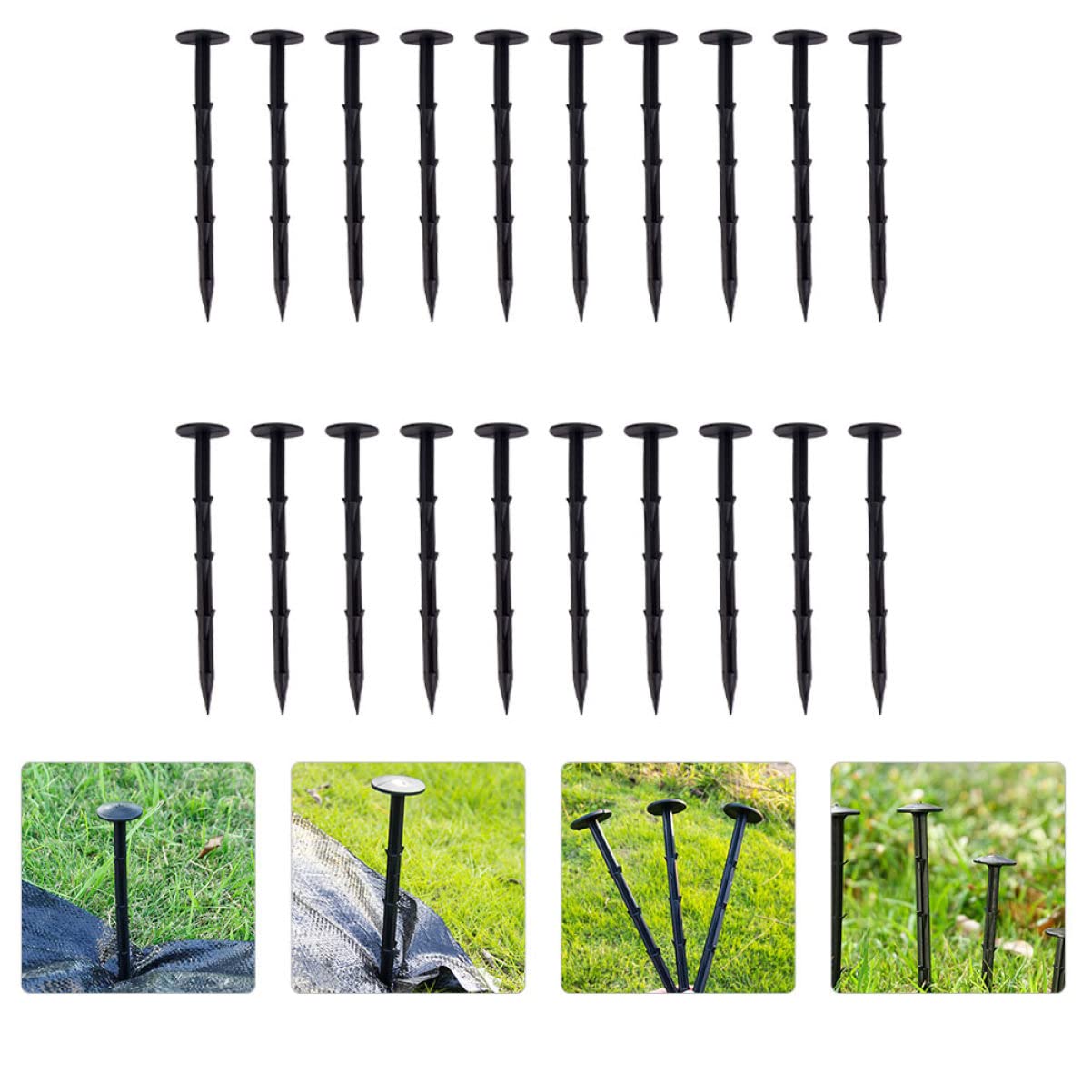 TOYANDONA Piquets de Jardinage en Plastique 60 Pcs pour Fixation Sol Outil de Jardinage Anti-Mauvaises pour Bâches et Filets d'Ombrage