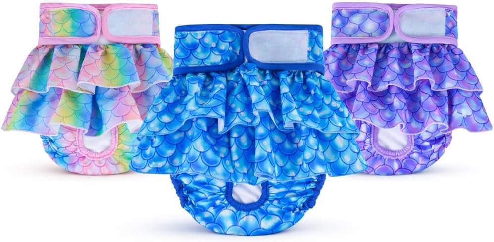 Female Goat Diaper, Reusable Goat Diapers Skirt, Adjustable Waist Washable Pet Diaper for Baby Goat and Small Pets, Tail Hole Design(SET04,XS)