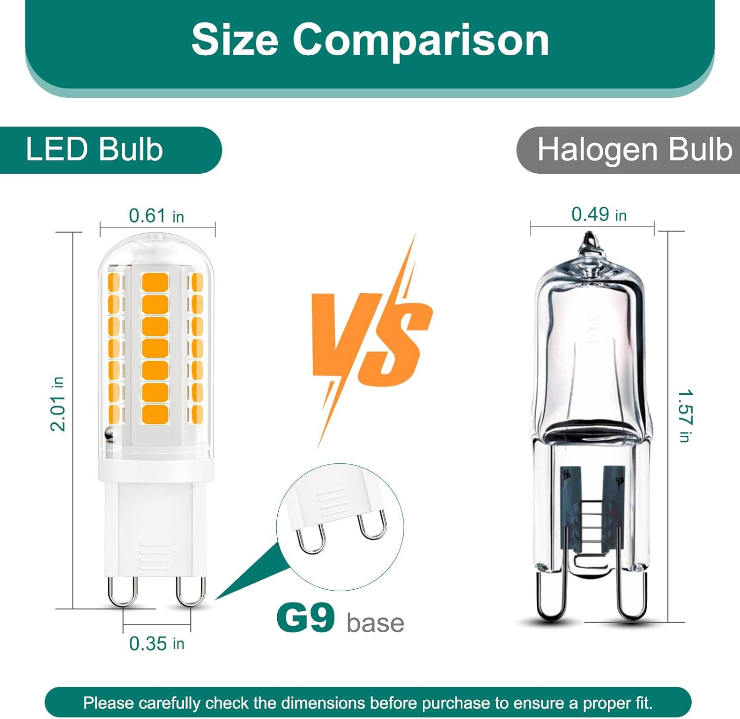 DiCUNO G9 LED Bulb 4W, 3000K Warm White, 40W Halogen Equivalent, Chandelier Light Bulbs T4 G9 Bi Pin Base, Non-dimmable, 430lm, Replacement for Bathroom Vanity Lights, Pack of 6