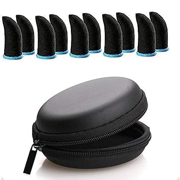 Inefable® (10 Pcs with Black Pouch) Pubg Anti-Slip Thumb Sleeve, Slip-Proof Sweat-Proof Professional Touch Screen Thumbs Finger Sleeve for Pubg Mobile Phone Game Gaming Gloves Multi Colour - image, photos