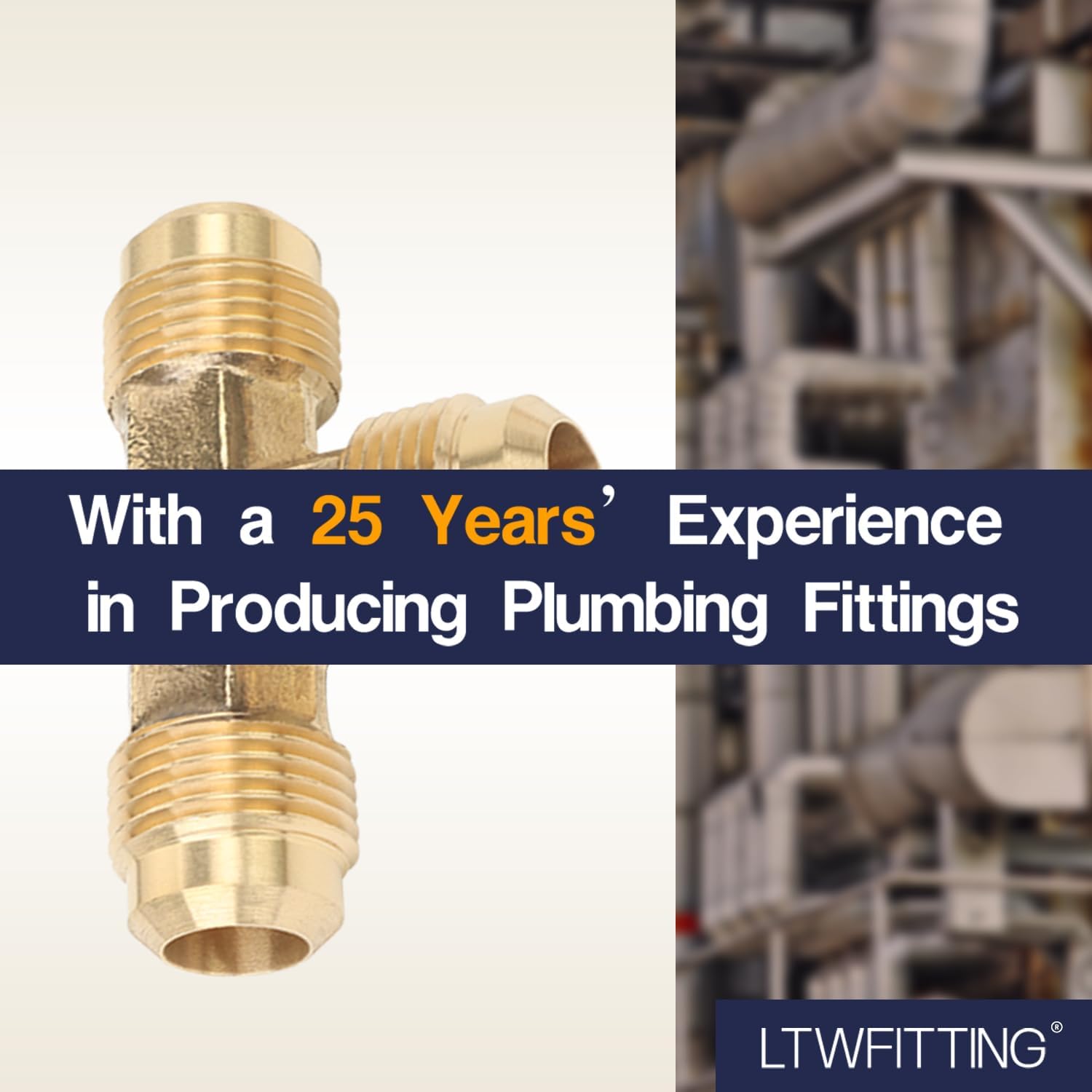 LTWFITTING Brass 5/8" OD Flare Tee,Brass Flare Tube Fitting(Pack of 5)
