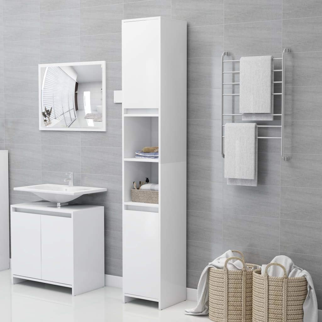 Bathroom Cabinet White Engineered Wood Medium Size Wall-Mounted Storage with Matte Finish, 2 Doors, 6 Shelves for Bathroom Vanity Set and Minimalist Vanity Storage