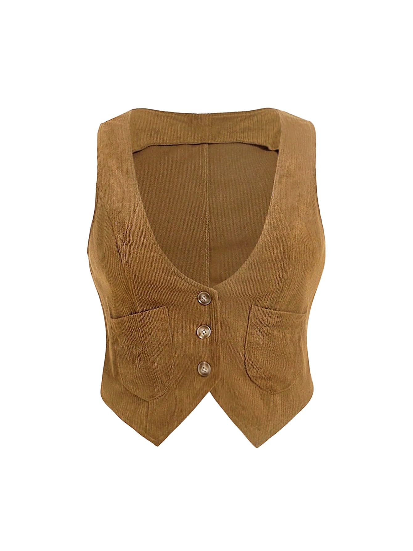 SHENHE Womens Plus Size V Neck Button Up Corduroy Vest Waistcoat Dressy Blazer Suit Vest Top
