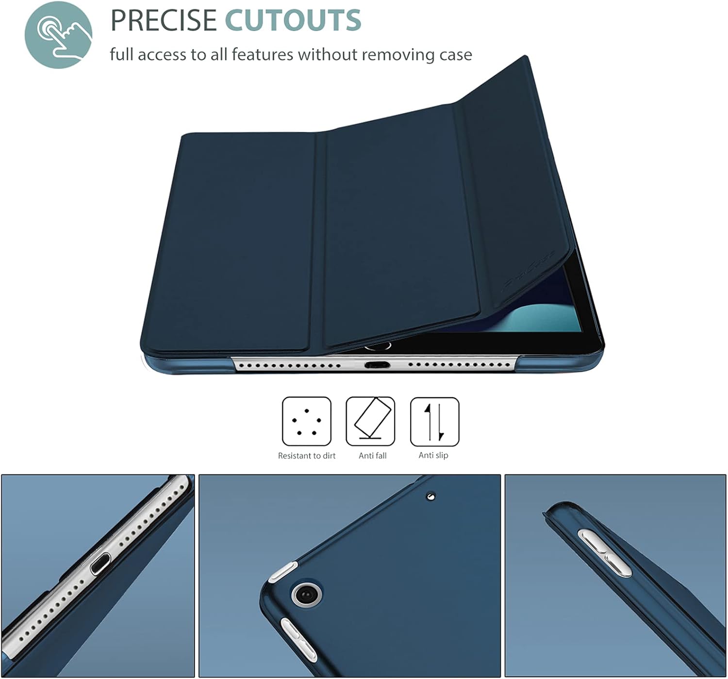 ProCase iPad 10.2 Case iPad 9th Generation 2021/ iPad 8th Generation 2020/ iPad 7th Generation 2019 Case, Slim Stand Hard Back Shell Protective Smart Cover Case for iPad 10.2 Inch -Navy : Electronics