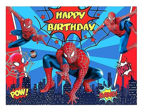 Image of FI - FLICK IN 1 pc Spiderman Theme Backdrop Cloth (6.5ft X 5ft) Super Hero Backdrop Curtain for Birthday Spider Man Theme Birthday Decorations (Pack of 1, Multicolor)