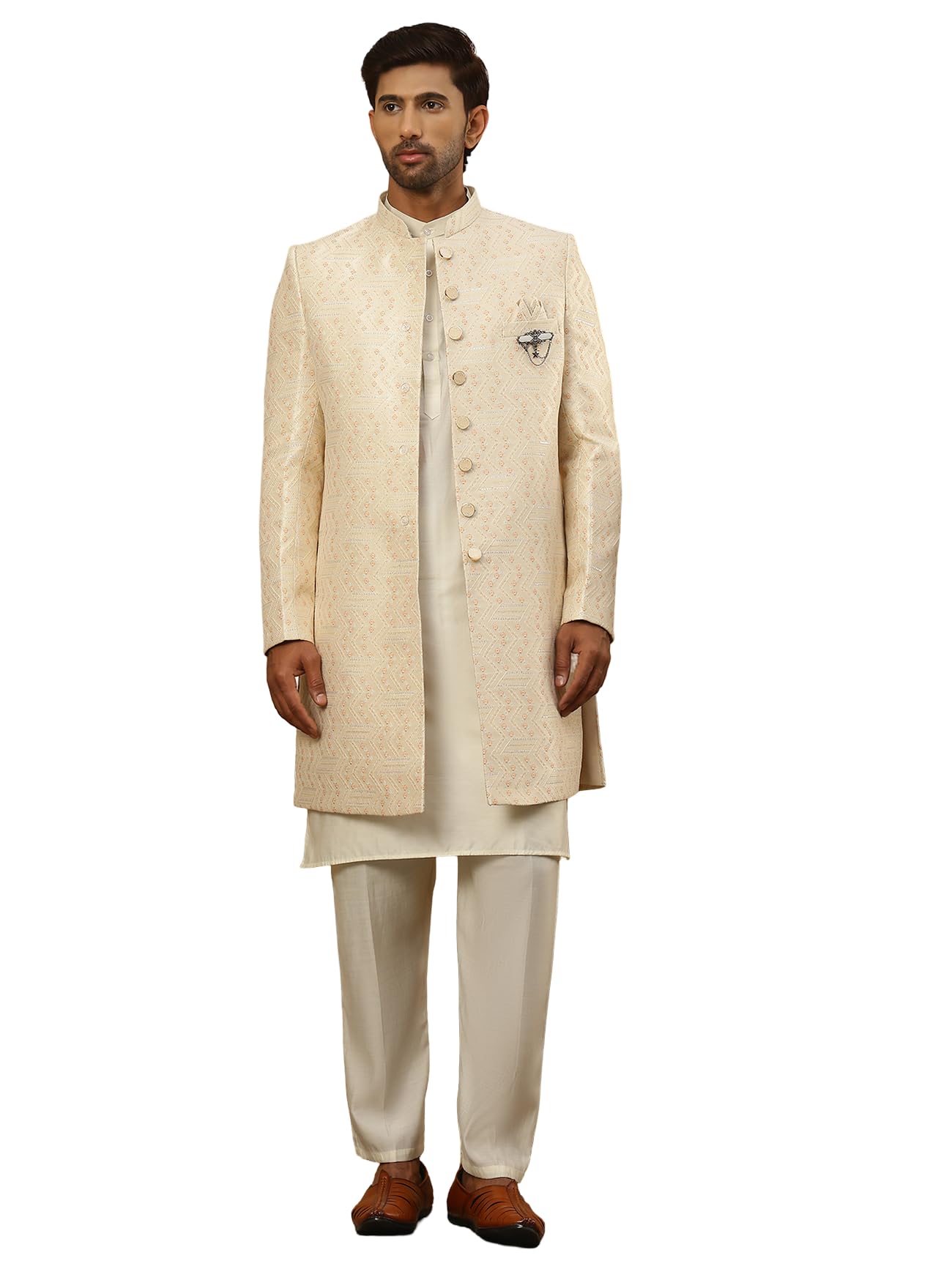 Jacquard Silk Embroidered Indo-Western Set-image-18