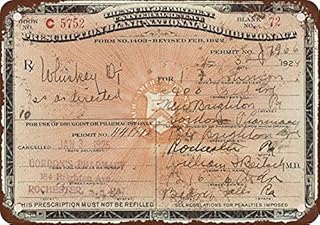 Prescription for Whiskey During Prohibition Vintage Reproduction Metal Tin Sign 8x12 Inch