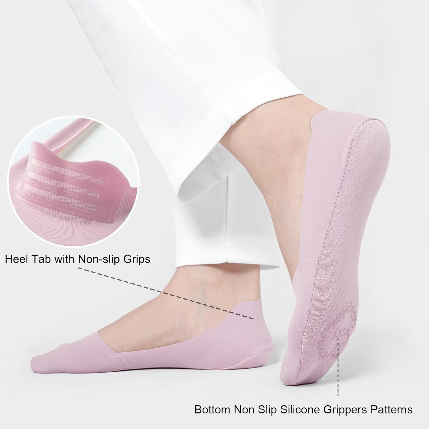 No Show Socks Womens Nylon Non Slip Low Cut Invisible Liner Footies Thin Silk Socks for Flats Loafers Lightweight 6 Pairs - Image 7