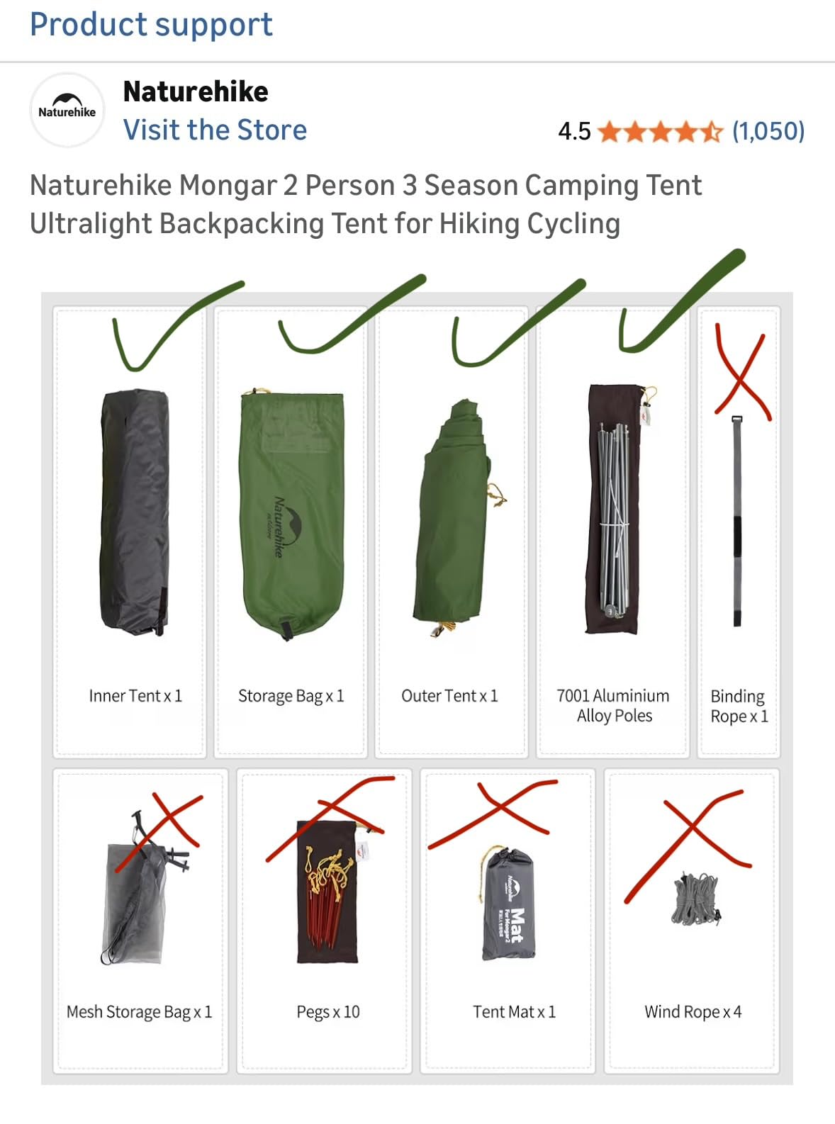 Naturehike Mongar 2 Person Backpacking Tent, 3 Season Ultralight Lightweight 2 Person Tent, Double Layer Free Standing Tents for Camping Hiking Cycling customer photo 3