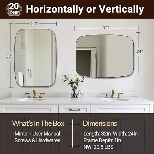 Miniatura 157 de ANDY STAR Espejos ovalados dorados para baño, espejo de pared oblongo, con marco de metal dorado cepillado de 24 x 36 pulgadas, espejo de tocador