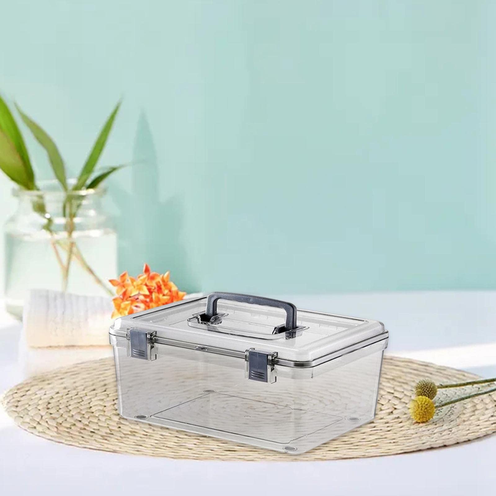 Ronyme Portable Camera Case with Handle Transparent Waterproof Dry Box Accessories, 27.6cmx22.4cmx12.5cm - Image 3