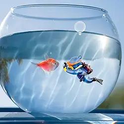 Decorações de aquário de peixes, decoração de aquário de mergulhador flutuante, lindos acessórios de aquário para todos os tipos de aquários de peixes (azul)