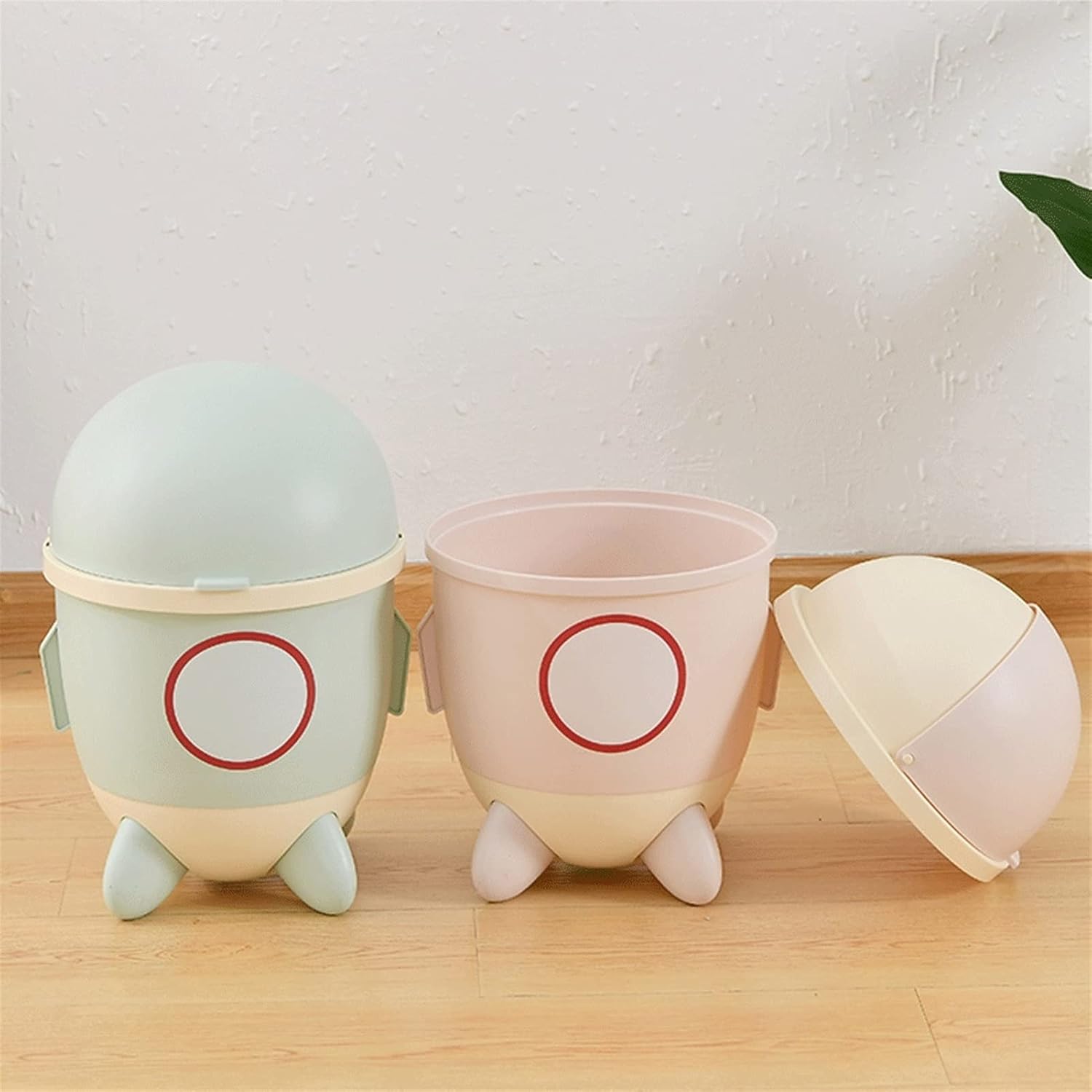 Garbage Can Children’s Cute Rocket Type Trash Can with Removable Lid Waste Storage Bins for Indoor 12L/3.1Gal Recycle Bin (Color : Pink) (Green)