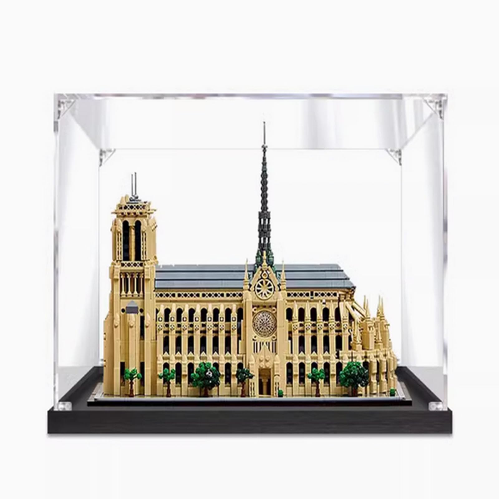 Acrylic Display Case for Lego 21061 Notre Dame de Paris Model Kit, Compatible with 21061, Dust Proof Transparent Display Case (Model Kit Not Included) (Black 2MM)