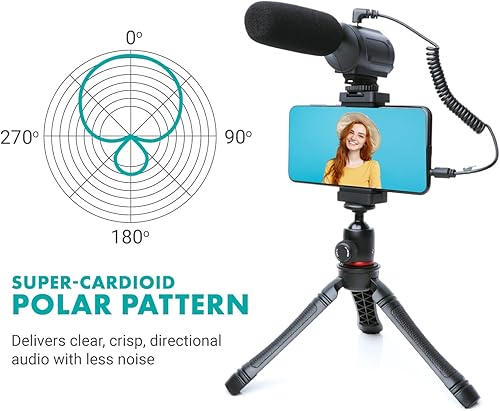 Miniatura 5 de Movo uVlogger - Kit de vlogging compatible con Android/USB-C Accesorios para smartphones: trípode, montaje, luz LED y micrófono de escopeta para
