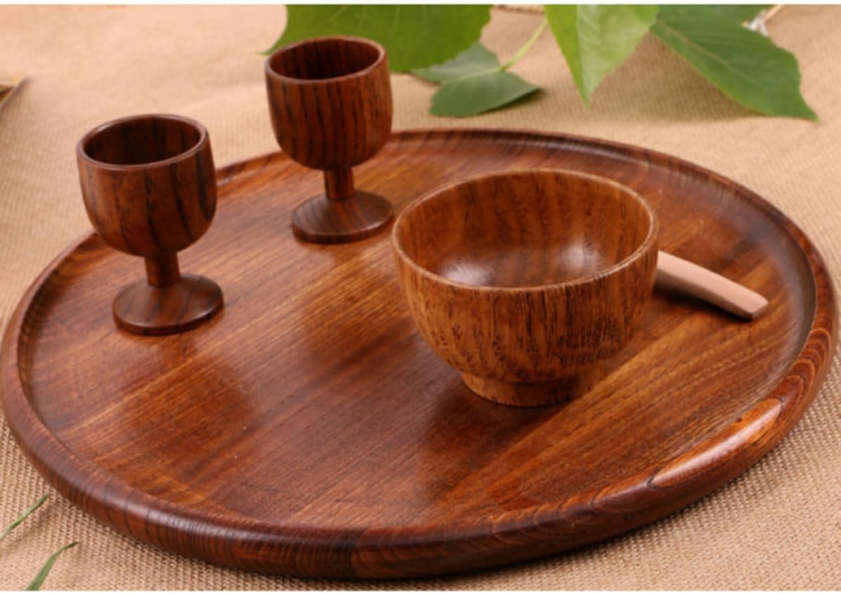 Wooden Bowl Handmade 2pcs Broken Resistant Anti Impact for Home Dining