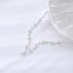 Crystal Wedding Jewelry Set, Silver Necklace Earrings Bracelet Crystal Bridal Wedding Jewelry Sets for Brides Bridesmaid Prom Costume Accessories