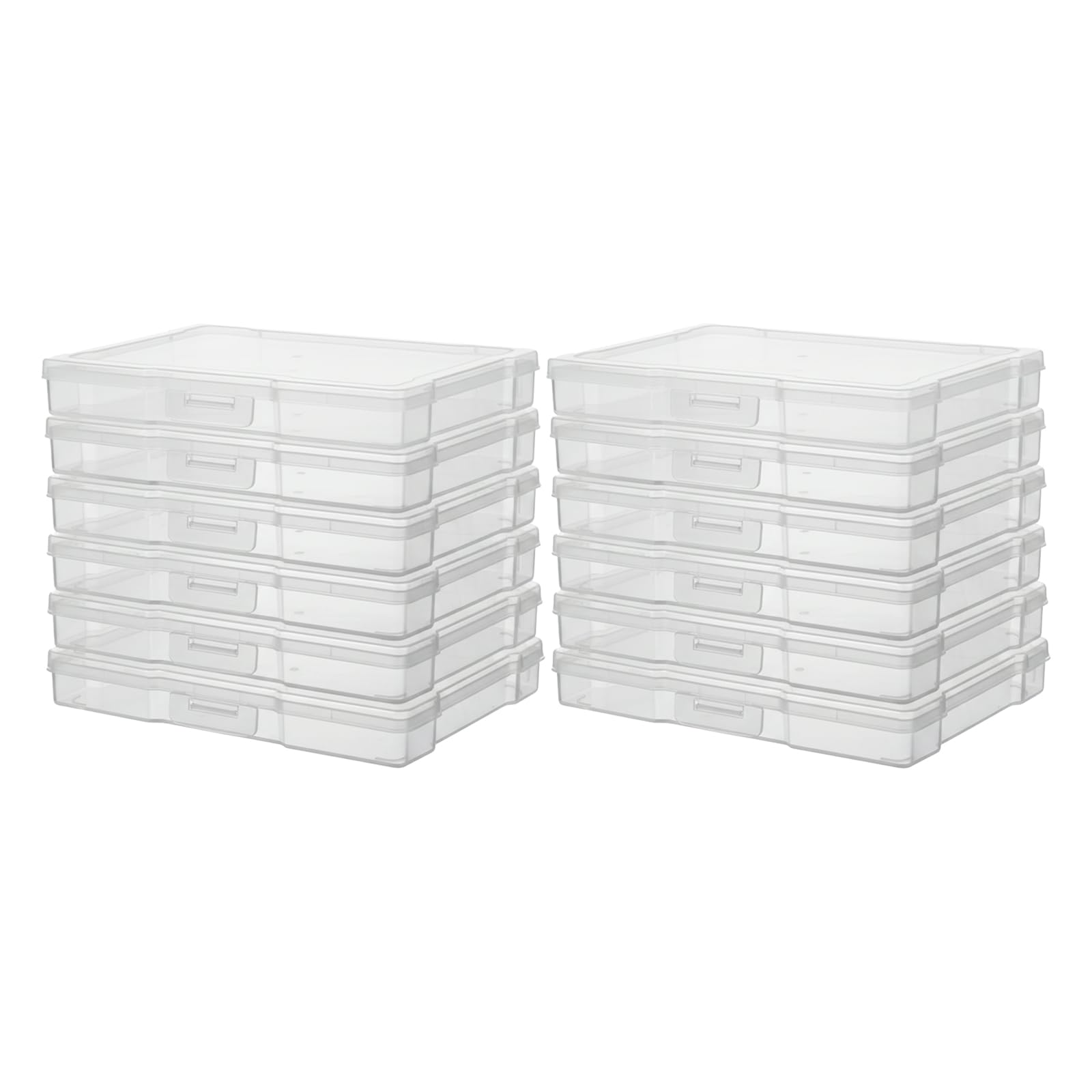 novelinks 12 Pack 5"x7" Clear Photo Storage Boxes with Lids, Plastic Photo Organizer Cases and Picture Boxes, Picture Storage Containers for Greeting Cards, Task boxes, Board Games