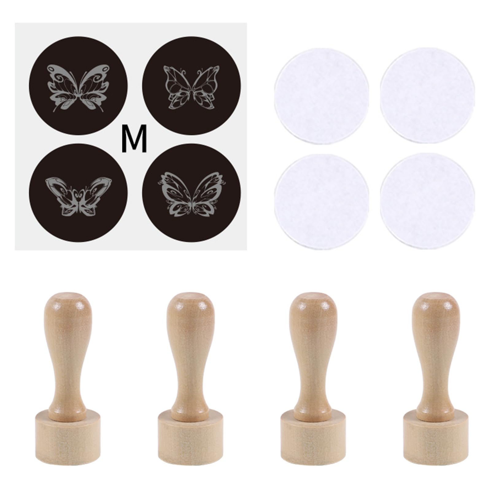 of 4 Artistic Wooden Stamps for Creative Projects Featuring Ergonomic Handle and Customizable Designs Writing Materials Stamps