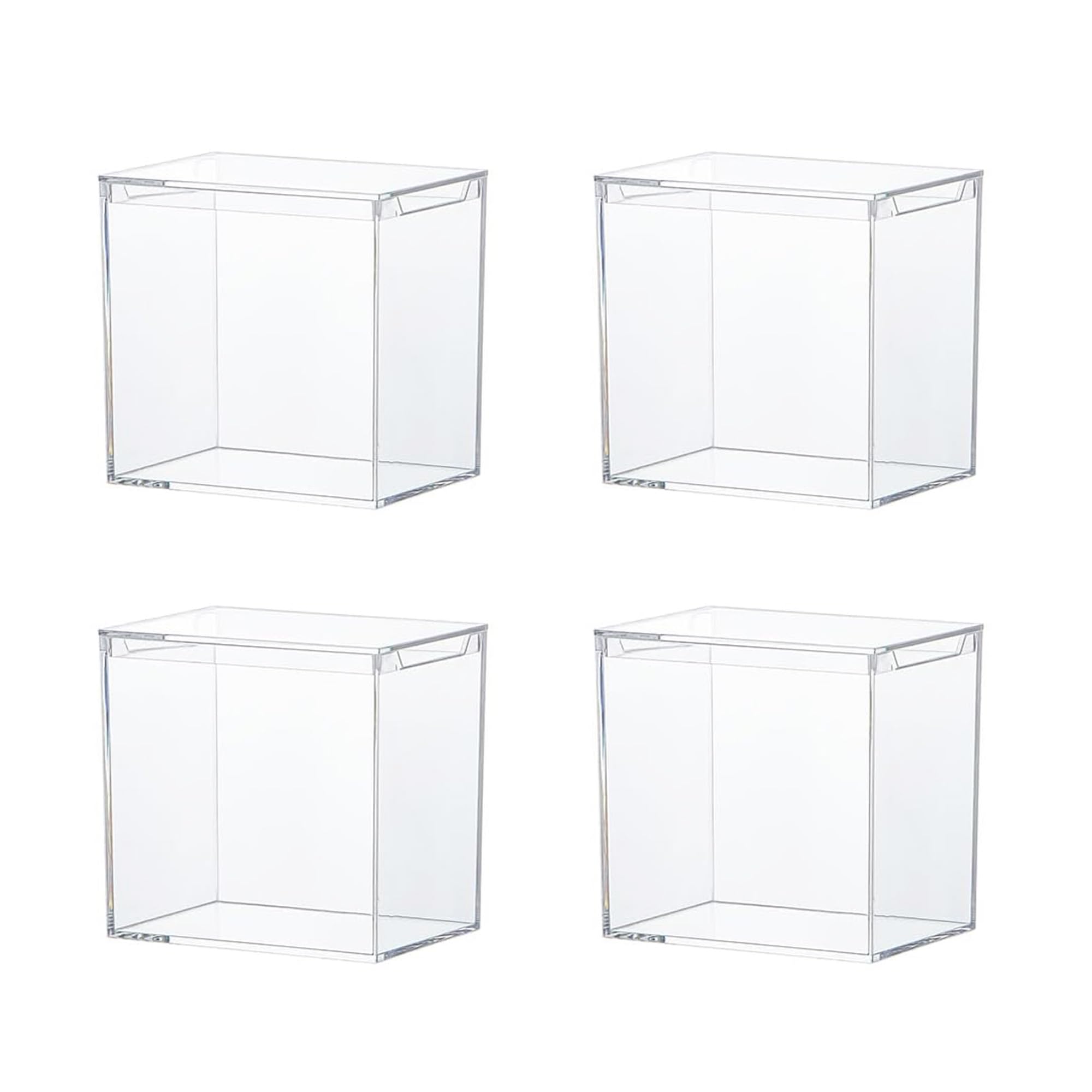 Dayaanee Clear Acrylic Box 4 Pack 3.9x2.95x3.9 Inches Clear Acrylic Display Box with Lid Plastic Square Storage Display Case for Doll Blind box Model