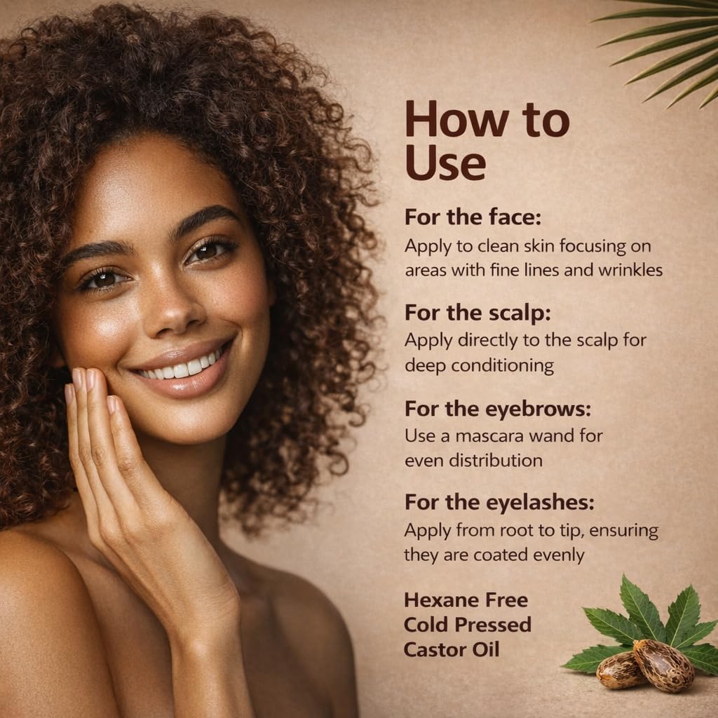 INFINA ESSENTIALS Pure Cold Pressed Castor Oil - Hexane Free, Glass Bottle for Hair Growth, Face, Scalp, Skin & Eyelashes - Nourishing and Moisturizing - 16 fl oz