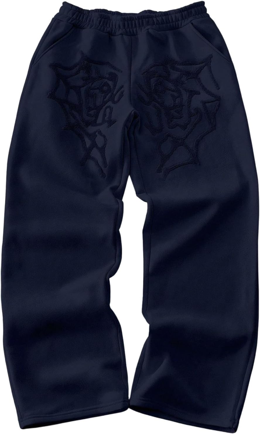 Men's Y2k Spiderweb Graphic Baggy Sweatpants Elastic Waist Wide Leg Active Track Pants Streetwear