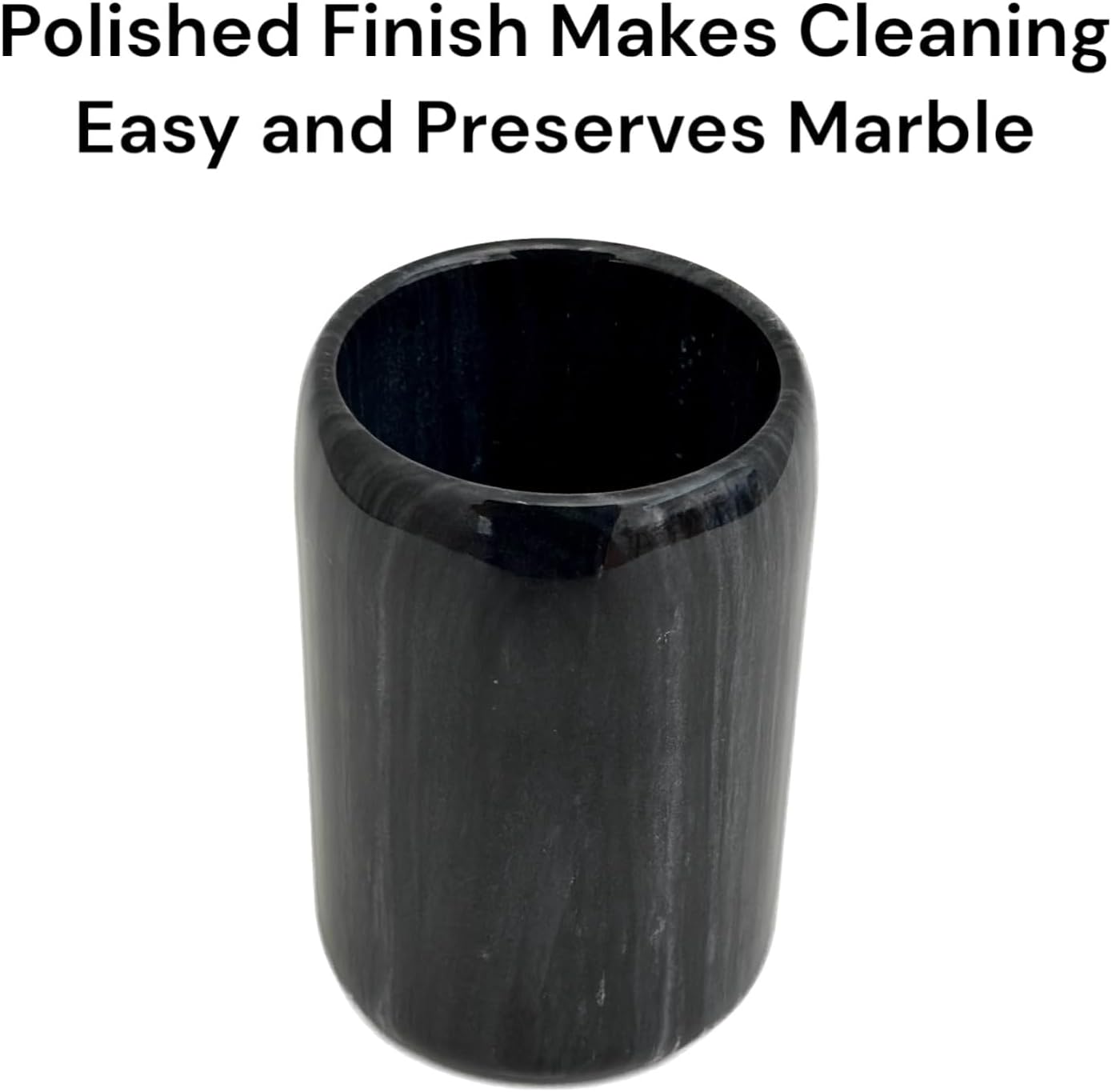 Hapton House Black Natural Marble Pen Holder - Pencil Holder - Makeup Brush Holder - Toothbrush Holder - Office and Bathroom Organizer - Home Décor image 5