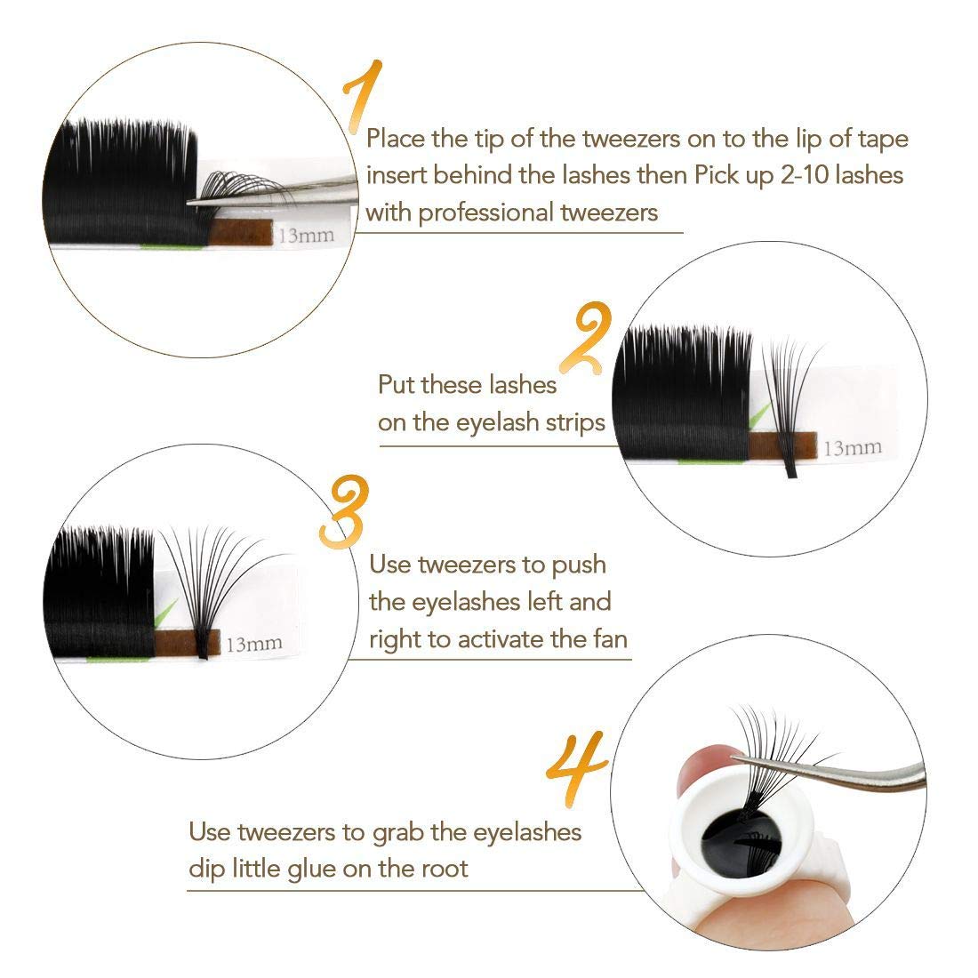 Obeyalash Easy Fan Volume Lashes 0.03mm Volume Lash Extensions D Curl Auto Fan Lash Extensions 10mm Mixed Easy Fanning Lash Extensions Automatic Blooming Lashes(0.03D 10)