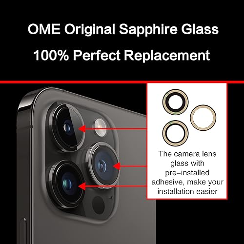 Miniatura 4 de ASDAWN Reemplazo de lente de vidrio para cámara trasera para iPhone 14 Pro Max de 6.7 pulgadas con adhesivo preinstalado, kit de lente de vidrio